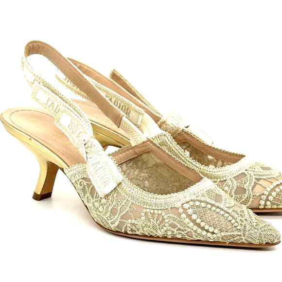 DIOR J'ADIOR Butterfly Macrame Embroidered Slingback Sandals Heels Pumps - Picture 8 of 15